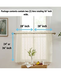 Hlc.me Sophia Floral Rod Pocket Lace Semi Sheer Voile Short Cafe Tiers for Small Windows - 28 x Inch Length ( Tiers