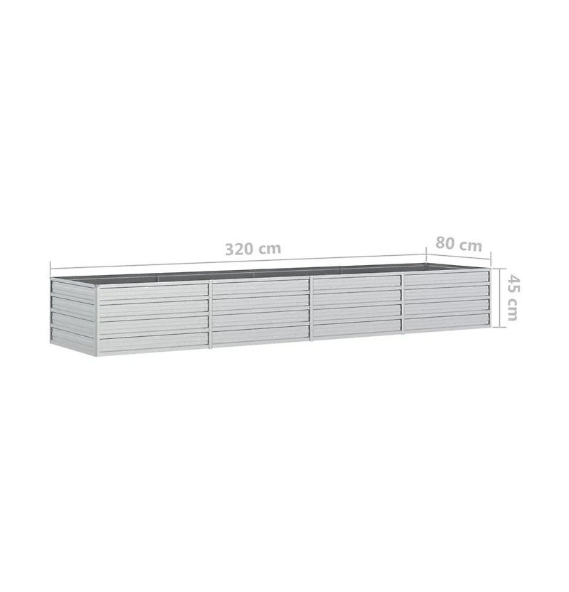 Garden Raised Bed 126"x31.5"x17.7" Galvanized Steel Silver