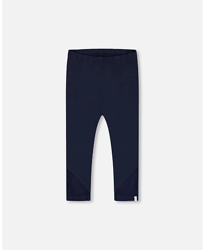Deux par Toddler Girls Organic Cotton Capri Leggings With Mesh Navy Blue - Toddler|Child