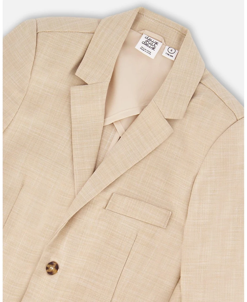 Deux par Deux Big Boys Two Button Blazer Light Taupe