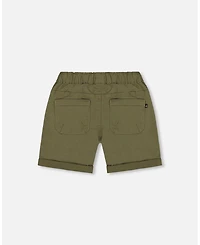 Deux par Deux Toddler Boys Stretch Twill Short Dark Olive Green - Toddler|Child