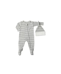 Baby Grey by Everly Boys Neutral Jersey Long Sleeve Footie & Hat Set