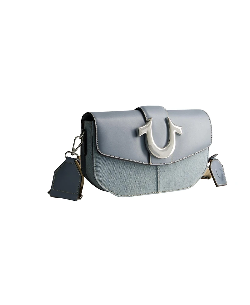 True Religion Licensed Denim Saddle Bag with Oversized Horseshoe Logo