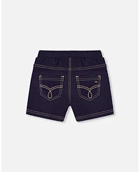 Deux par Deux Baby Girls Jegging Shorts Dark Denim Blue