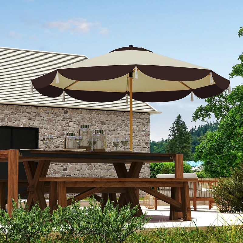 Outsunny 9FT Patio Umbrella Parasol, Upf 50+ Outdoor Umbrella,