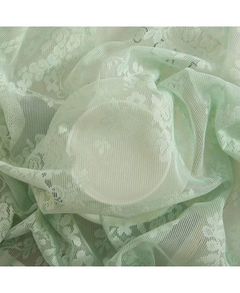 Hlc.me Jolene Floral Rod Pocket Lace Semi Sheer Voile Short Cafe Tiers for Small Windows - 28 x 24 Inch Length (Seafoam Green Tiers, Set of 2)