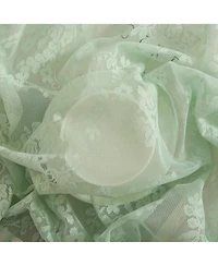 Hlc.me Jolene Floral Rod Pocket Lace Semi Sheer Voile Short Cafe Tiers for Small Windows - 28 x 24 Inch Length (Seafoam Green Tiers, Set of 2)
