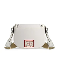 True Religion Distressed Logo Denim Saddle Bag