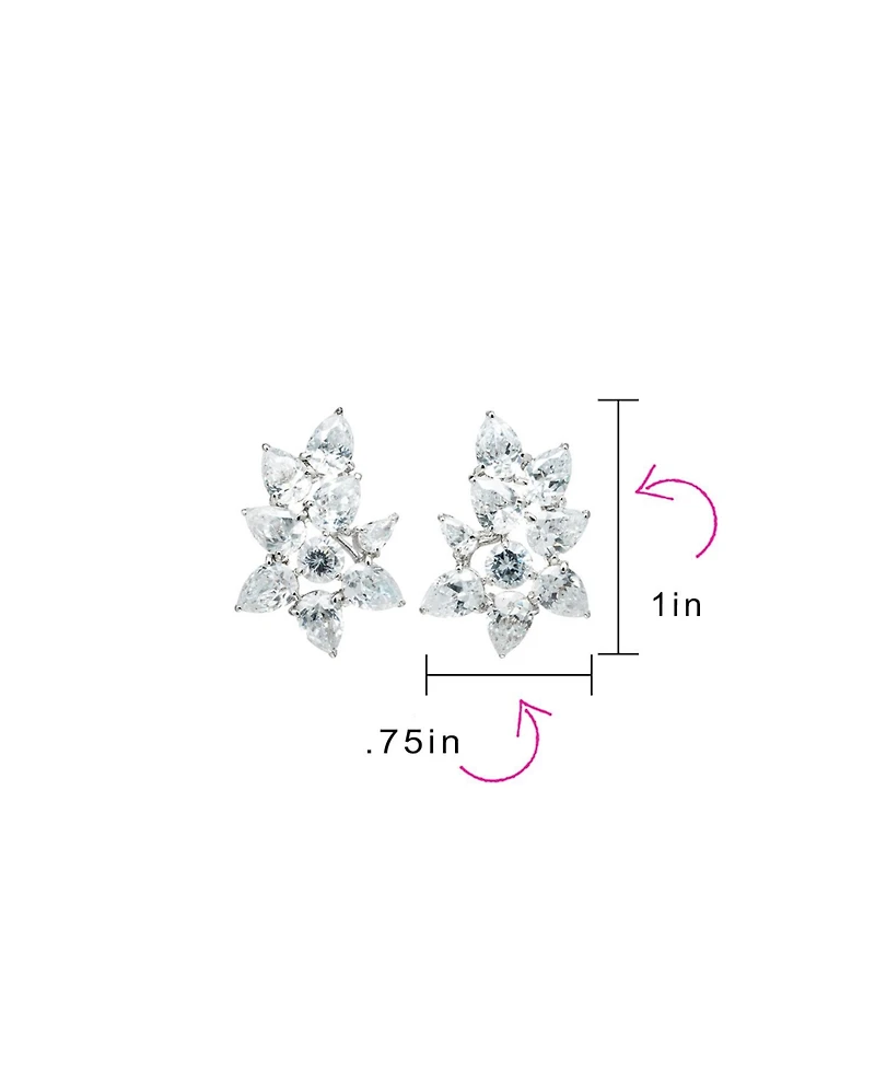 Bling Jewelry Elegant Marquise Leaf Cz Clip-On Earrings s and Proms Silver Plated