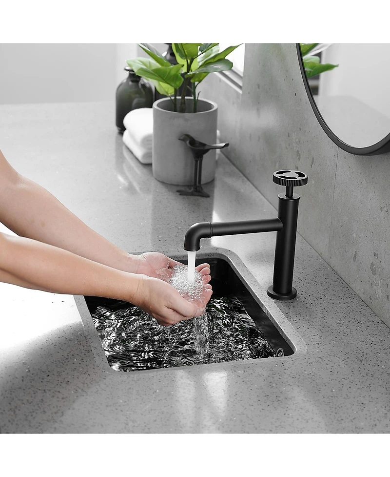 Industry Style Single Handle Single Hole Bathroom Faucet in Matte Black