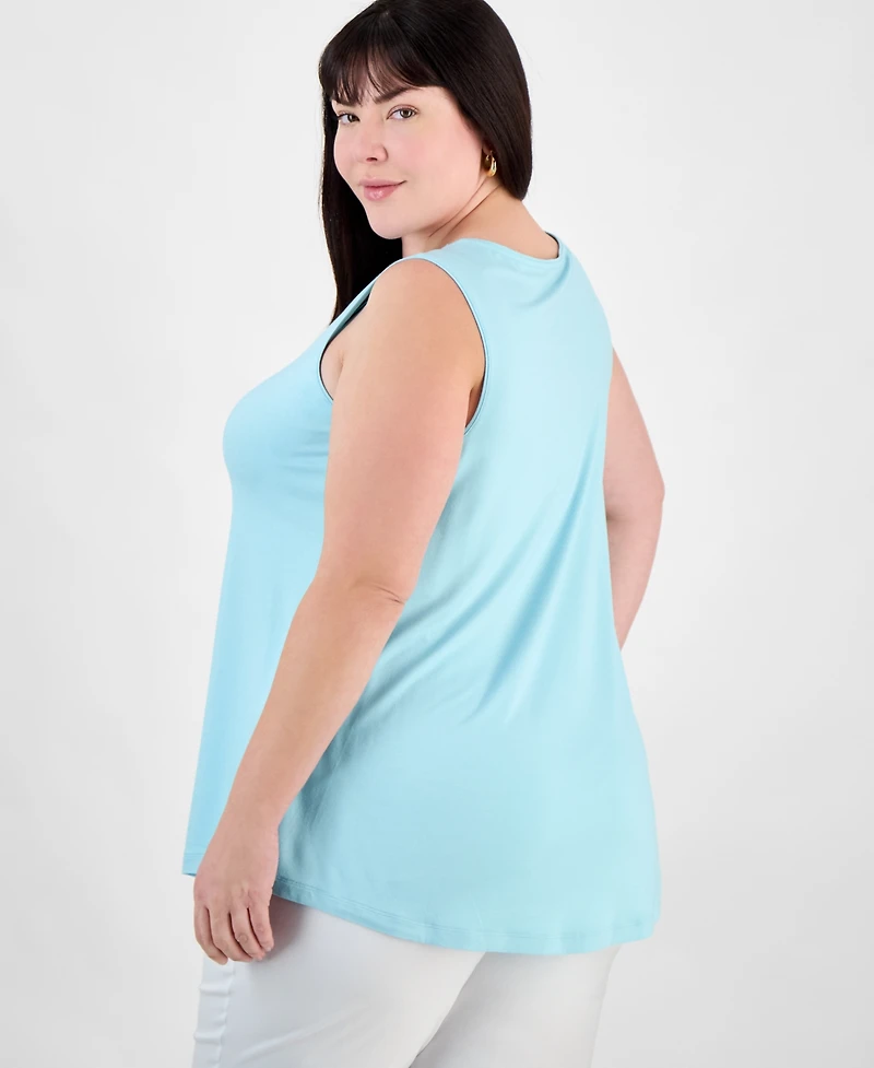 Jm Collection Plus Scoop-Neck Sleeveless Top, Exclusively at Macy's