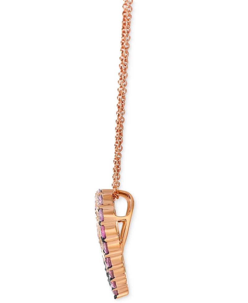 Le Vian Pink Sapphire Ombre (7/8 ct. t.w.), White Sapphire (1/20 ct. t.w.) & Nude Diamond (1/5 ct. t.w.) Heart 20" Pendant Necklace in 14k Rose Gold