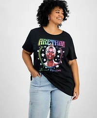 Hybrid Apparel Trendy Plus Cotton Aretha Franklin Graphic Tee
