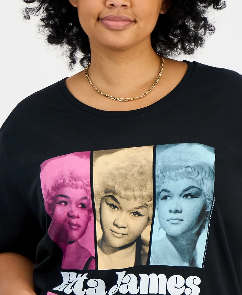 Hybrid Apparel Trendy Plus Cotton Etta James Graphic Tee