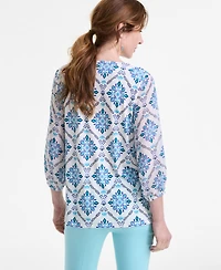 Jm Collection Women's Embellished V-Neck 3/4-Sleeve Top, Exclusively at Macy's