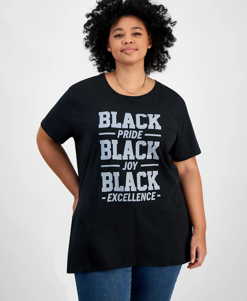 Hybrid Apparel Trendy Plus Black Pride Joy Excellence Graphic T-shirt