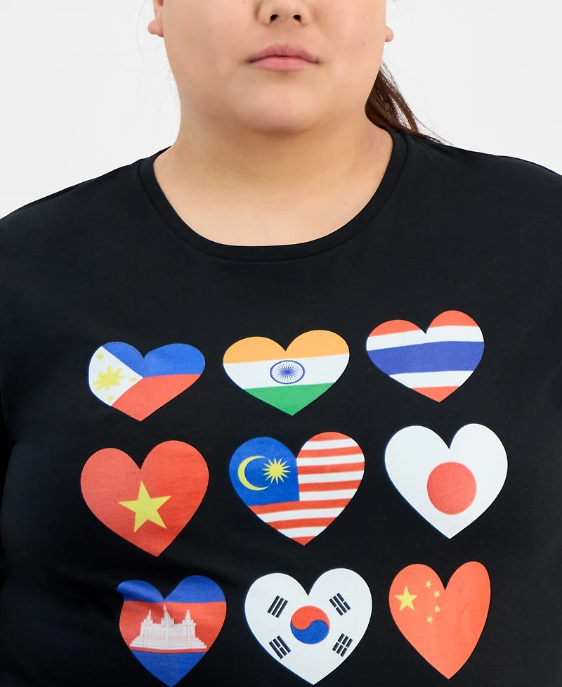 Hybrid Apparel Trendy Plus Aapi Hearts Graphic Tee