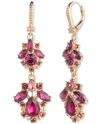 Marchesa Gold-Tone Mixed Crystal Cluster Double Drop Earrings