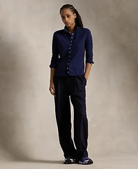 Polo Ralph Lauren Women's Buttoned-Placket Long-Sleeve Polo Shirt