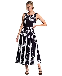 HotSquash London Women's Box Pleat Midi Dress with Contrast Skirt