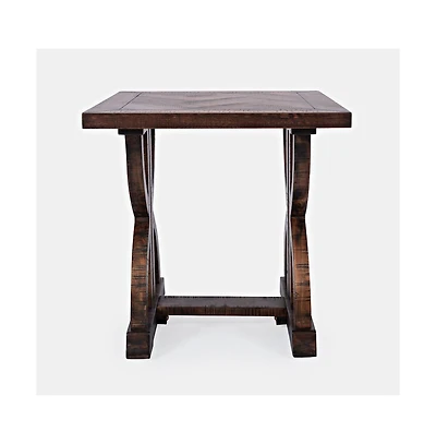 Fairview Transitional Herringbone Distressed Acacia End Table
