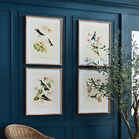 22.75"W x 1"D x 27.5"H Hummingbirds With Blush Blooms Framed Wall Art Set of 4
