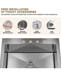 Casainc 33" L x 22" W Single Bowl Stainless Steel Topmount Kitchen Sink with Accessories