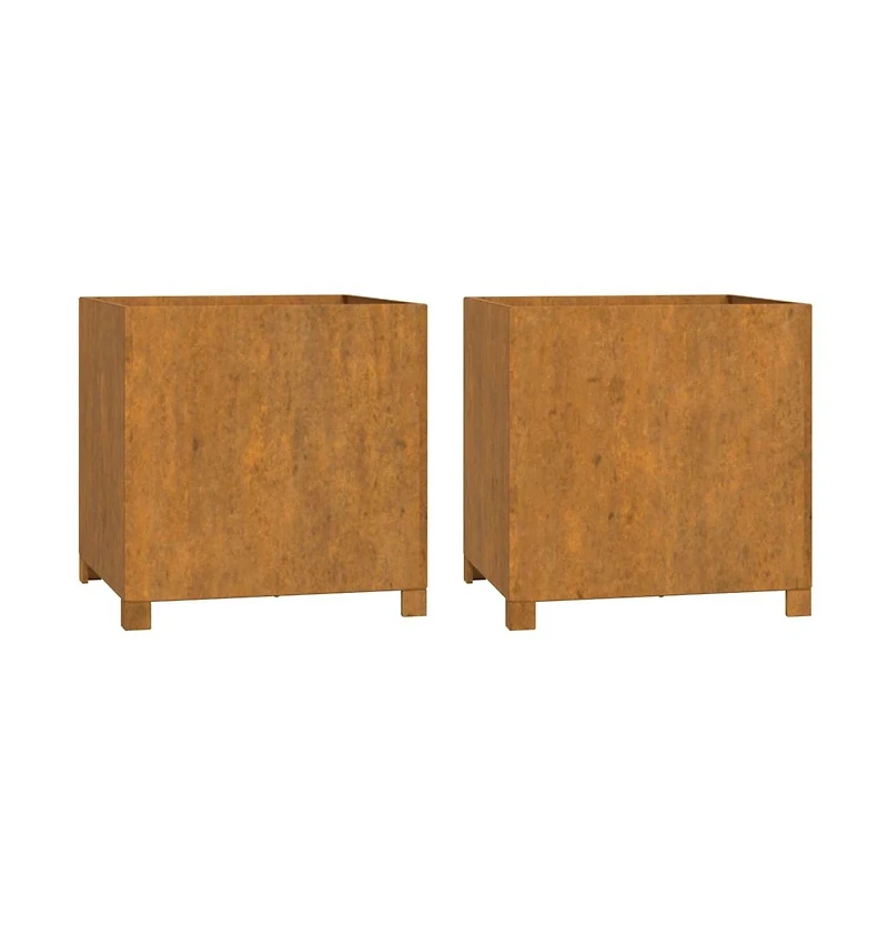 Planters with Legs 2 pcs Rusty 19.3"x18.5"x19.7" Corten Steel