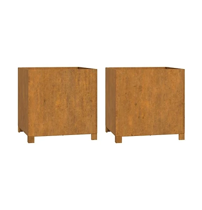Planters with Legs 2 pcs Rusty 19.3"x18.5"x19.7" Corten Steel