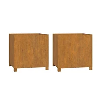 Planters with Legs 2 pcs Rusty 19.3"x18.5"x19.7" Corten Steel