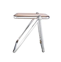 Rectangular Folding Side Table in Chrome Finish with Plastic Tabletop
