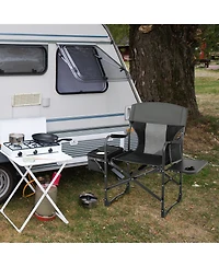 Folding Camping Directors Chair with Cooler Bag and Side Table