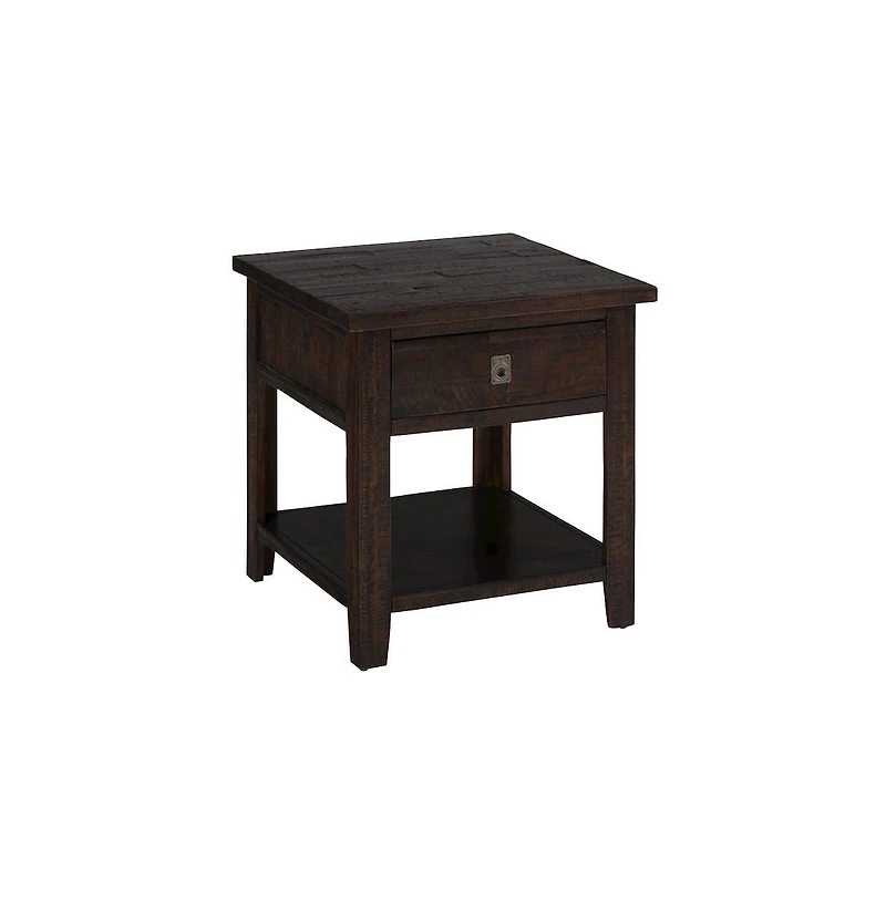 Kona Grove Distressed Rustic Solid Acacia Square End Table