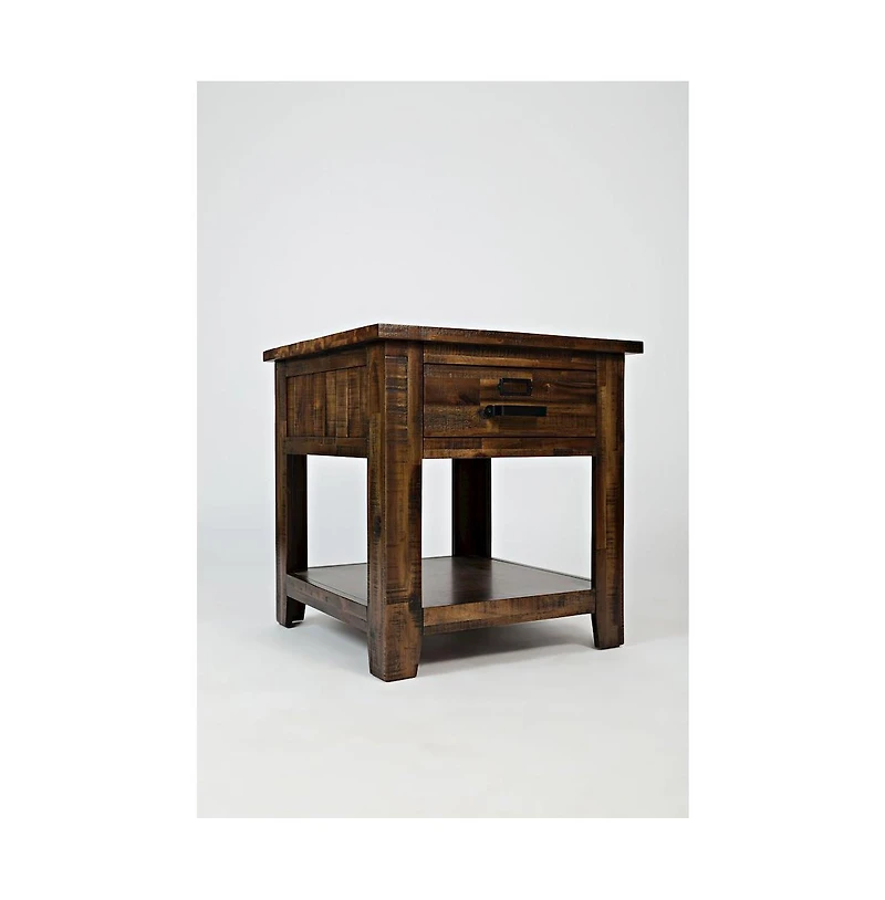 Cannon Valley Distressed Industrial End Table