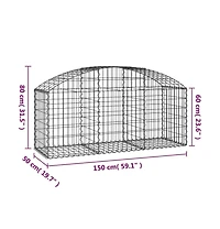 Arched Gabion Basket 59.1"x19.7"x23.6"/31.5" Galvanized Iron