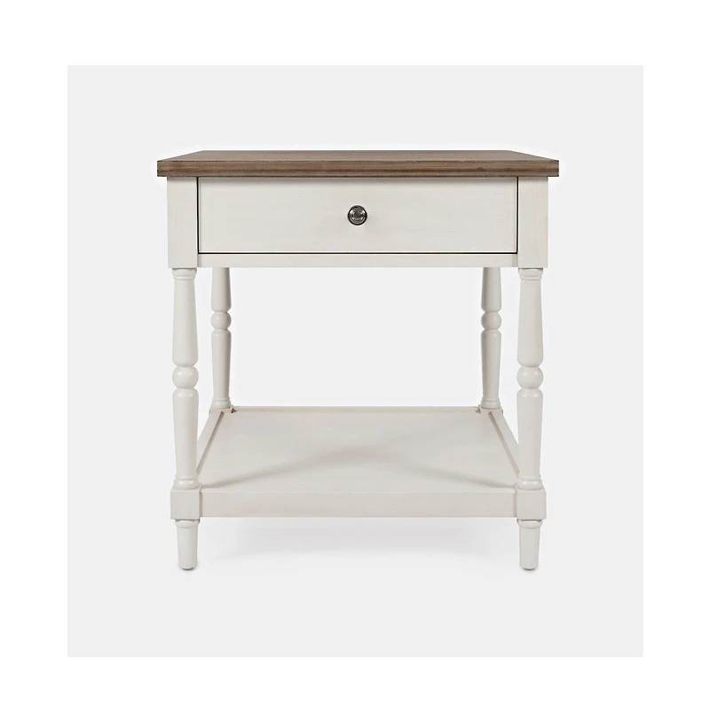 Grafton Farms Country Farmhouse End Table with Drawer
