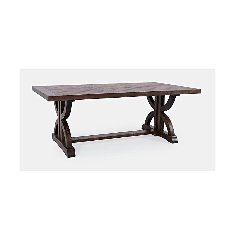 Fairview Transitional Herringbone Distressed Acacia Coffee Table
