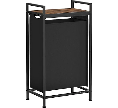 Songmics Home Slim Laundry Basket with Pull-Out Removable Bag, 12.7-Gallon, Ink Black & Rustic Brown