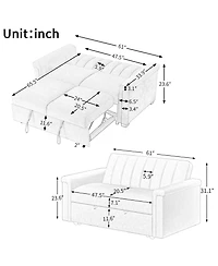 Convertible Soft Cushion Sofa Pull Bed ,for Two People to Sit On