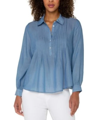 Liverpool Los Angeles Womens Long Sleeve Pintuck Woven Top P Xs Xl