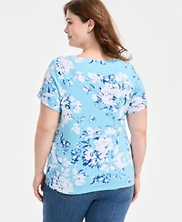 Style & Co Plus Printed Scoop-Neck Top