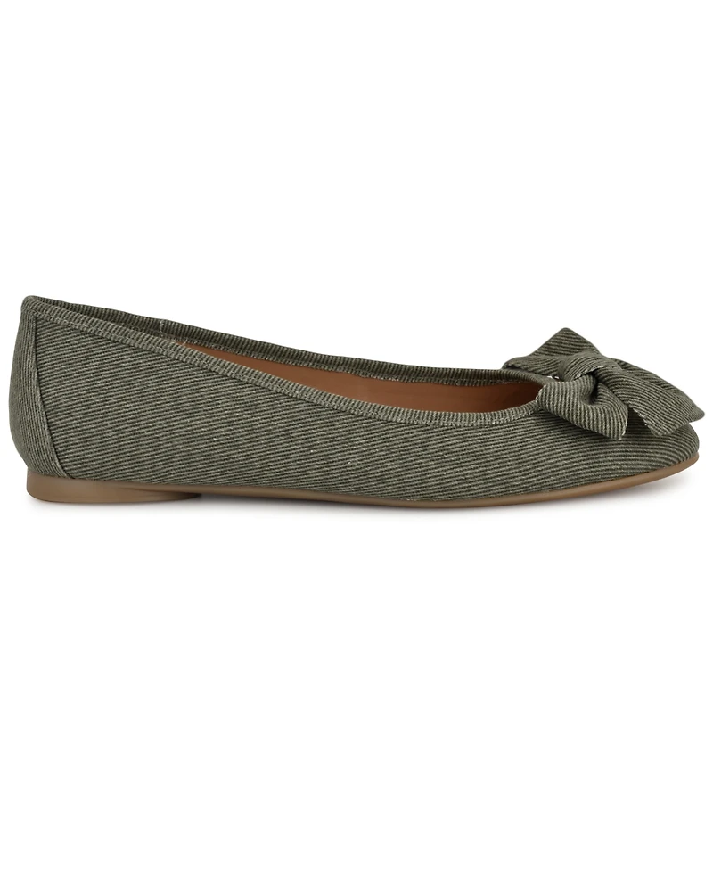 Nine West Women's Veronika Denim Bow Ballet Flats
