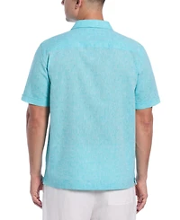 Cubavera Men's Linen Blend Diamond Dobby Print Short Sleeve Button-Down Shirt