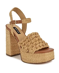 Nine West Women's Vadyn Woven Platform Block Heel Sandals