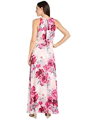 R & M Richards Petite Floral-Print High-Neck Blouson Dress