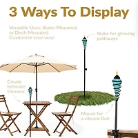 Outdoor Adjustable Height Glass and Metal Swirl Patio and Lawn Torch Set