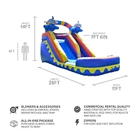 JumpOrange Commercial Grade Inflatable 14' Dolphin Splash Xtreme Party Water Slide, 100% Pvc Vinyl With Air Blower
