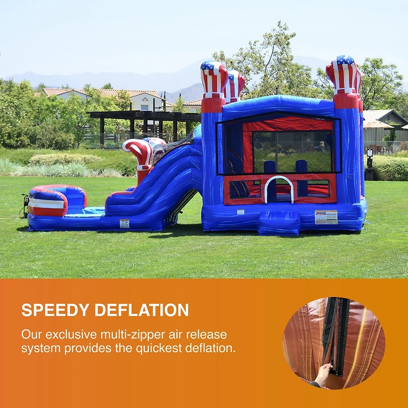 JumpOrange American Boxing Commercial Grade Bounce House Water Slide with Pool for Kids and Adults (with Blower), Basketball Hoop, Wet Dry Combo, Outd