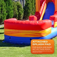 JumpOrange Superhero Bounce House Water Slide Combo with Pool (Blower Included), for Kids and Adults, Wet Dry Use, Tunnel Entrance, Basketball Hoop, O