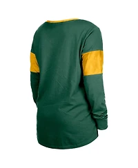 New Era Women's Green Green Bay Packers Lace-Up Notch-Neck Long Sleeve T-Shirt